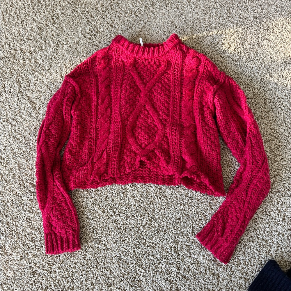NWT Free People Cherry Cable Knit Sweater